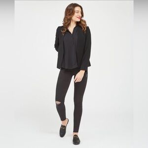 Spanx‎ Vintage Distressed Ankle Skinny Jeans in Charcoal/ Black, Size M